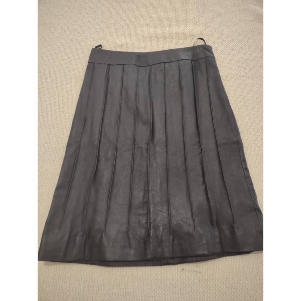 Metrostyle Black Pleated Leather A-line Skirt‎ 4 Grunge Punk Hipster Twee Goth